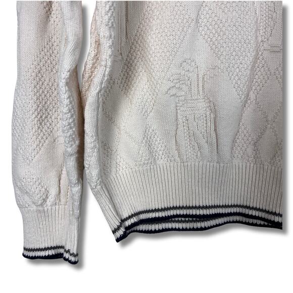 Vintage Shenandoah Golf Sweater L Cream Cable Knit Pullover Made in USA Preppy - Picture 5 of 7
